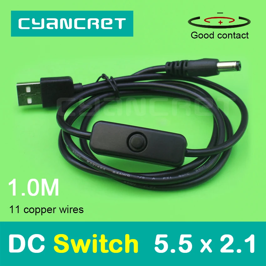 Кабель питания USB-DC с переключателем 5 5x2 1 мм А поддержка В 9 или 12 разъем зарядного