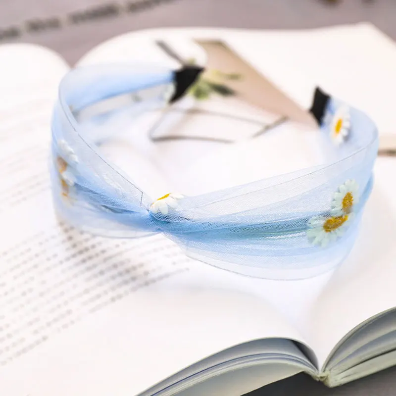 

Hair Scrunchies Hoop Fresh Hair Hoop Headband Accessories Elastic Hair Band Korean Daisy Mesh Hair Hoop Girls Flower Hairbands
