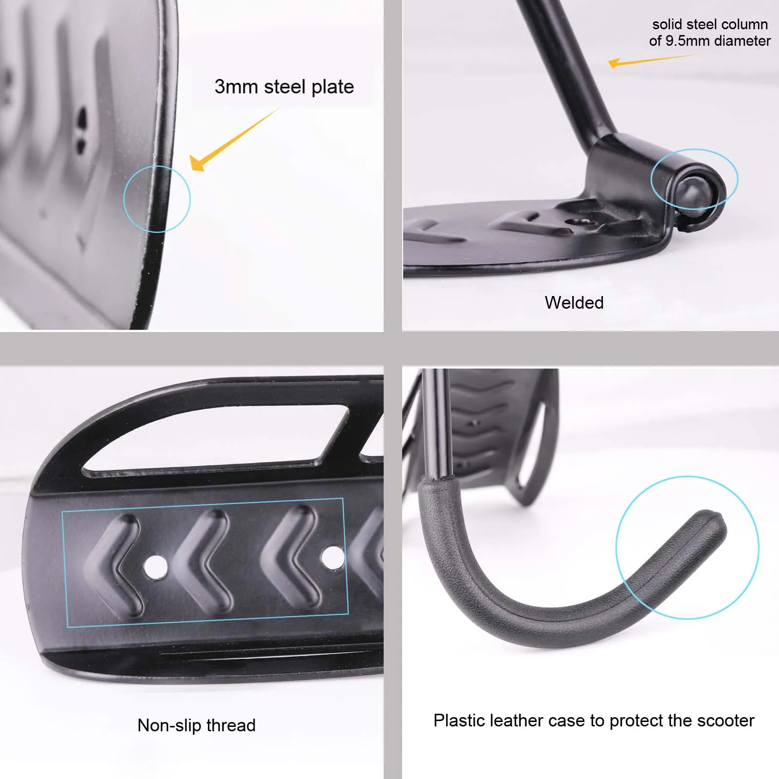 

Electric Scooter Wall Mounted Bracket Wall Mounted Storage Rack Manual Wall Hanger Stand Storage Hook for M365 / Pro