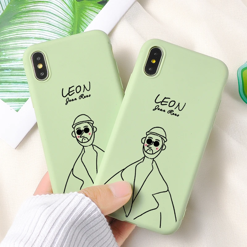Милый чехол для телефона Leon Matilda iPhone 6 6S 7 8 Plus силиконовый мягкий 11 Pro X XR XS MAX задняя
