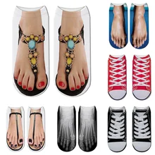 New 3D Printed Skull Canvas Shoes Toe Flip Flops Funny Creative Pure Cotton Ankle Socks Unisex Hallo