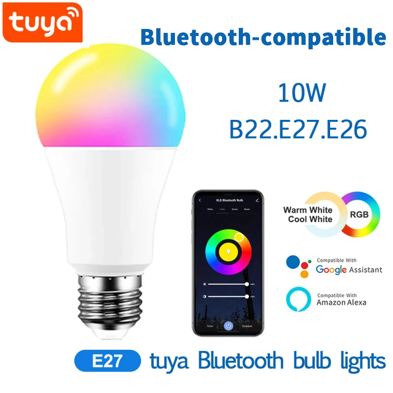 

20 Modes Smart Light Bulb Bluetooth-compatible LED Bulbs E27 B22 10W Magic RGBCW Lamp Home Decoration Apply to IOS /Android