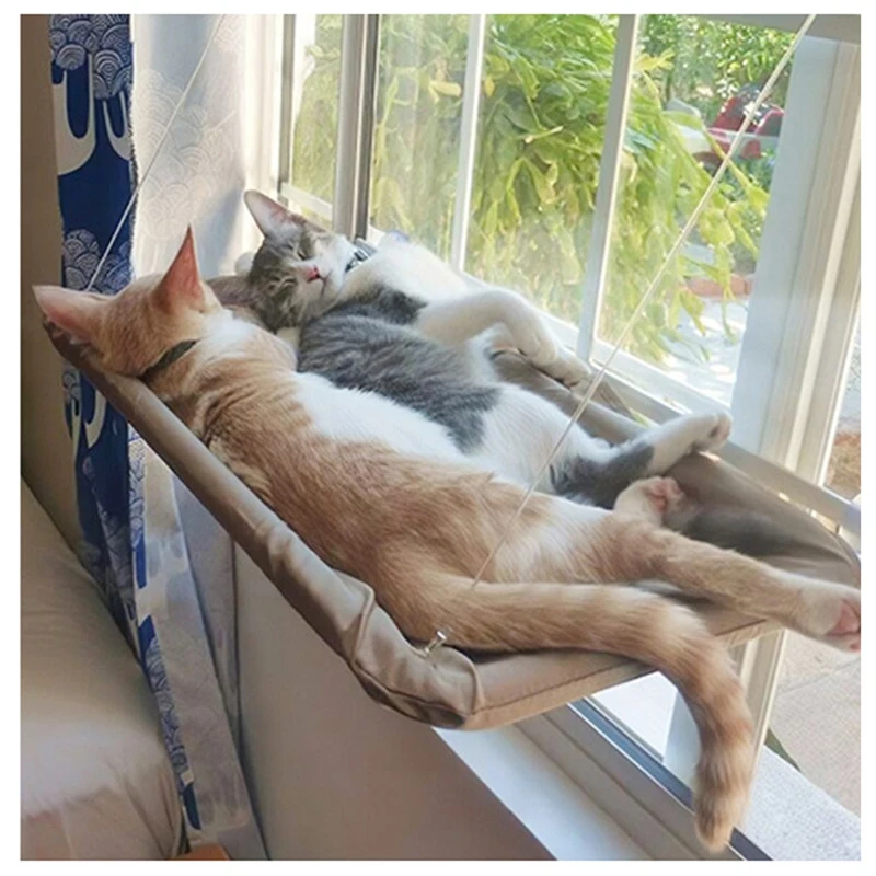 

Breathable Cat Hanging Bed Cat Hammock Sucker Sunny Window Mounted Perch Pet Beds With Wood Shelf Seat For Cat Dog Pet Supplies
