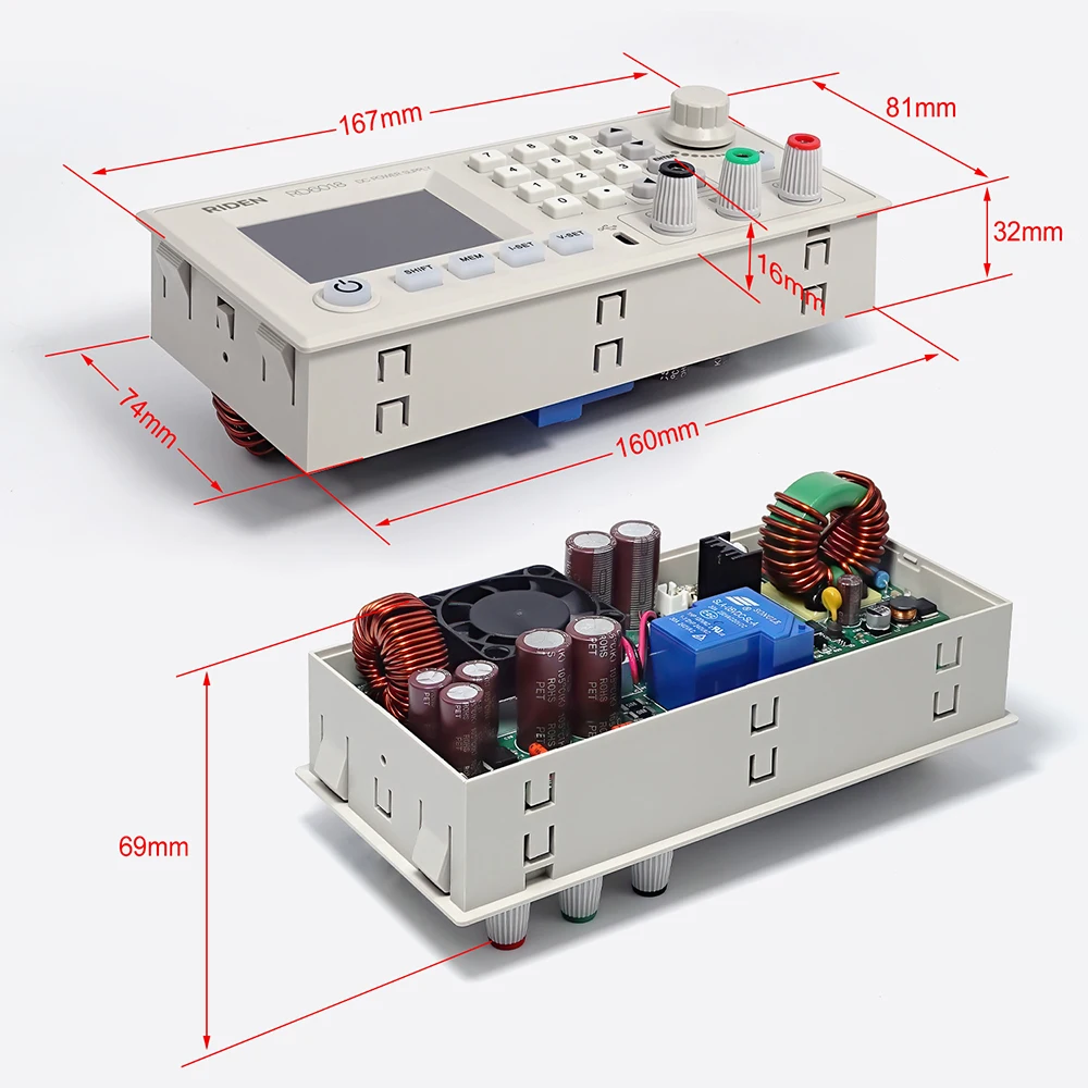 Цифровой понижающий модуль RD6018 RD6018W USB WiFi с источником питания постоянного тока в
