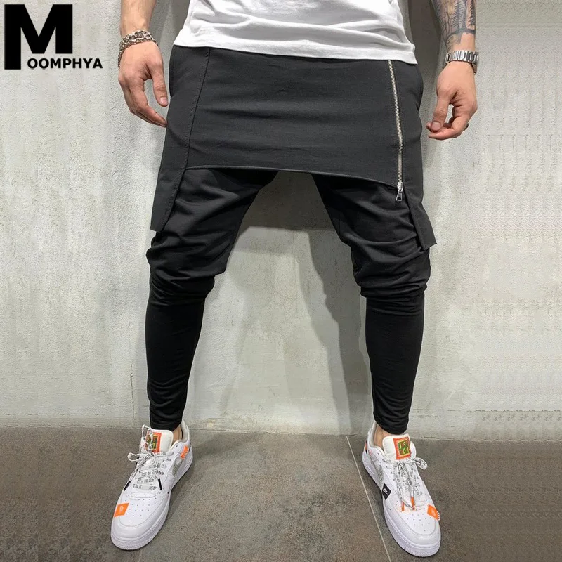 Moomphya штаны мужские двухслойные Мужские для бега на молнии уличная хип хоп