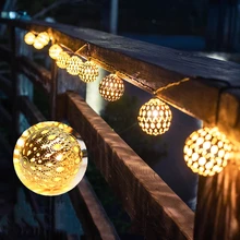 Tira de luces LED con forma de globo marroquí, lámpara colgante decorativa para jardín, fiesta, boda, Navidad, iluminación de vacaciones, 10/20/40/80led