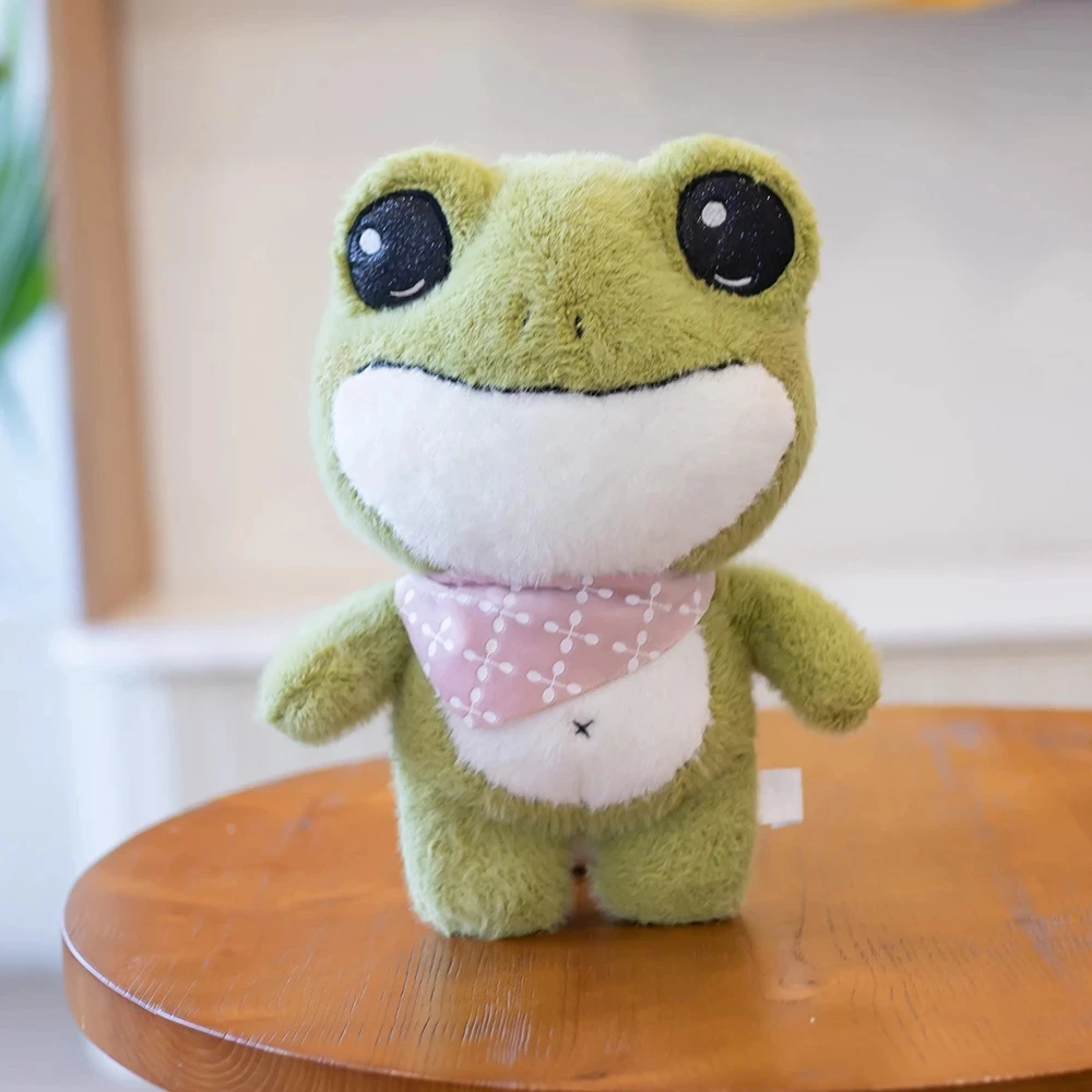 30CM Hot Sale Dressing Animal With Backpack Plush Cute Wool Knitting Travel Frog Wear Dress up Anime Plushis Doll for Children - купить по