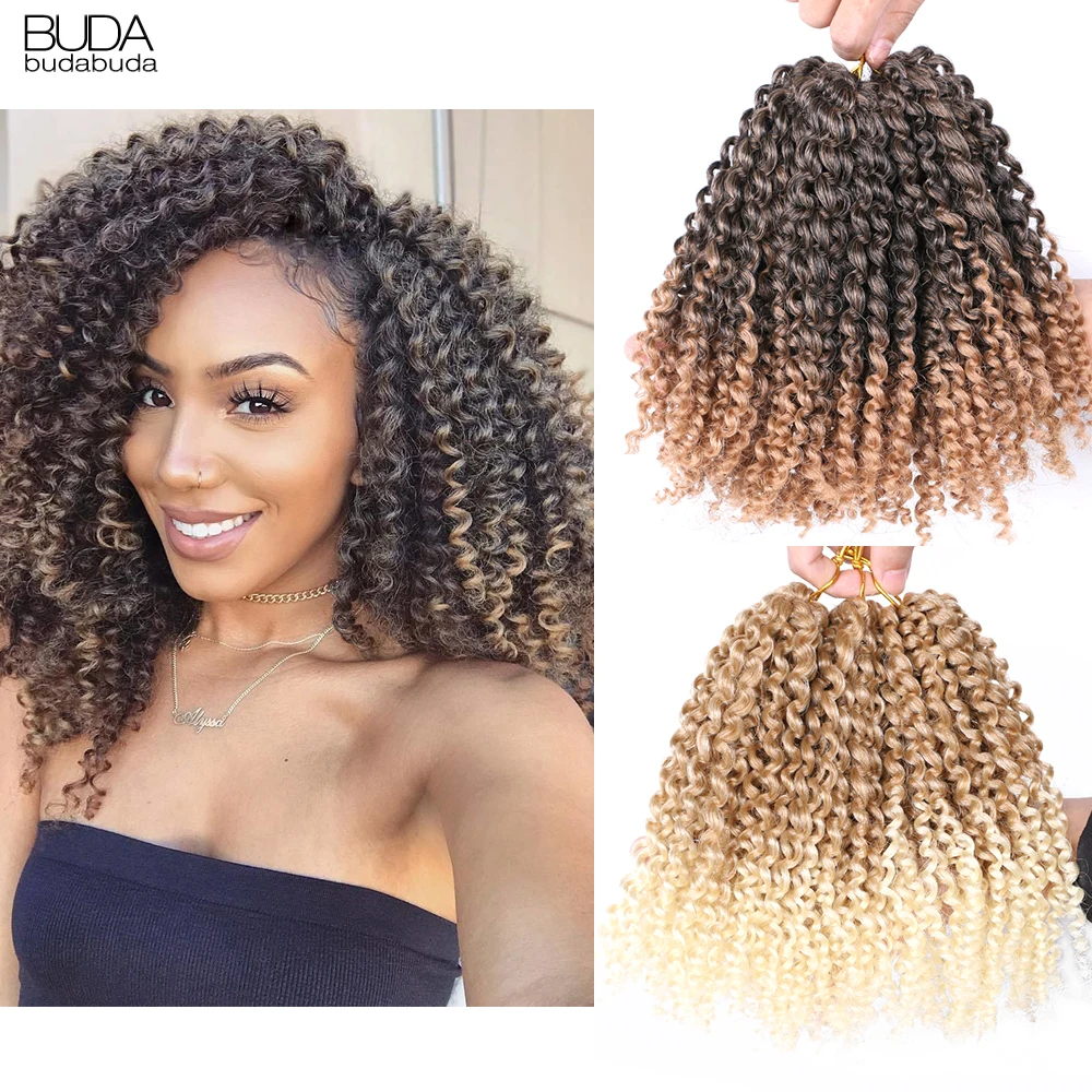 

Synthetic Marley Bob Crochet Braiding Hair 8 Inch Afro Kinky Curly Crochet Braids Hair Extensions For Women Ombre Brown Blonde