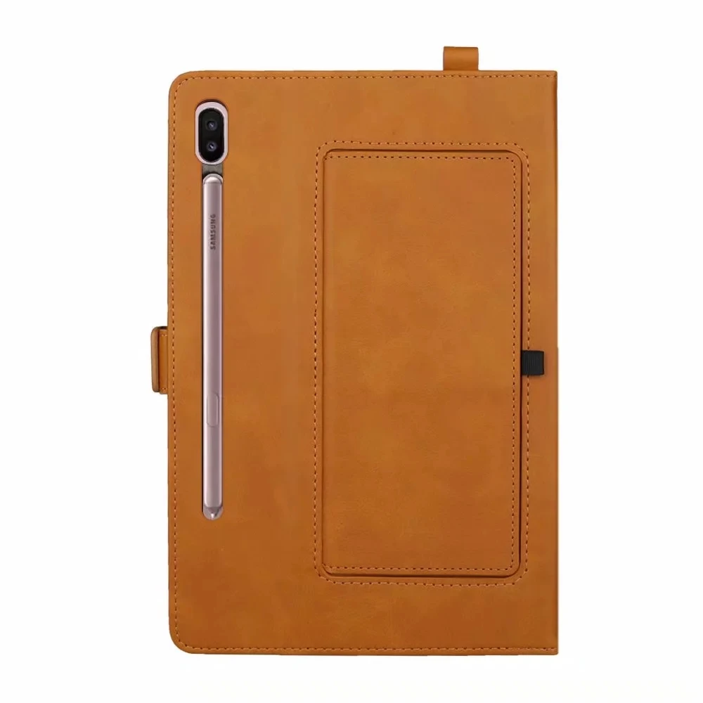 Light Brown Кожаный чехол Премиум для Samsung Galaxy Tab S6 10,5 T860 T865 планшет смарт-подставка чехол для Galaxy Tab S6 10,5 Чехол+ пленка+ ручка - Цвет: Light Brown