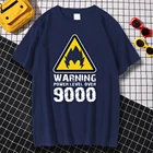 Футболка мужская с круглым вырезом и принтом Warning Power Level Over 9000, летняя дышащая футболка, S-XXXL