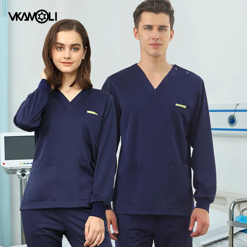 

Высококачественный антистатический и немнущийся женский набор для хирургического халата с длинным рукавом для операционной, униформа вра...