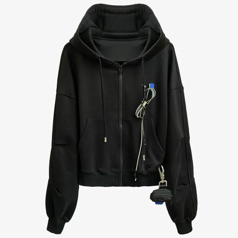 

2021 Весенняя цветная веревочная Декоративная Сумка с узлом, Повседневная однотонная Черная куртка с капюшоном, пальто и куртки для торговых ...