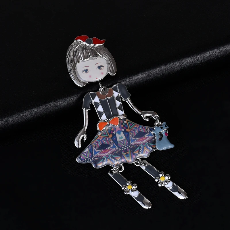 Женская Винтажная брошь с эмалью элегантная в форме куклы аксессуар для