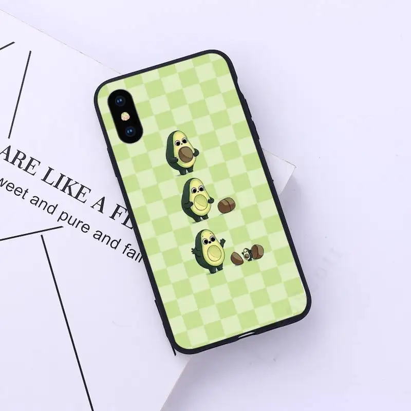 

cute cartoon Avocado Green checkered style Phone Case for iPhone 11 12 pro XS MAX 8 7 6 6S Plus X 5S SE 2020 XR