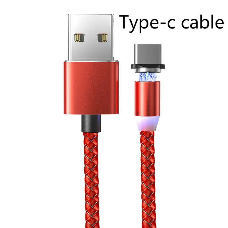 1 м Магнитный Micro USB кабель для быстрой зарядки iPhone samsung кабель для передачи данных Магнитный кабель для зарядки usb type C 3A кабель для мобильного телефона - Цвет: Red for type C