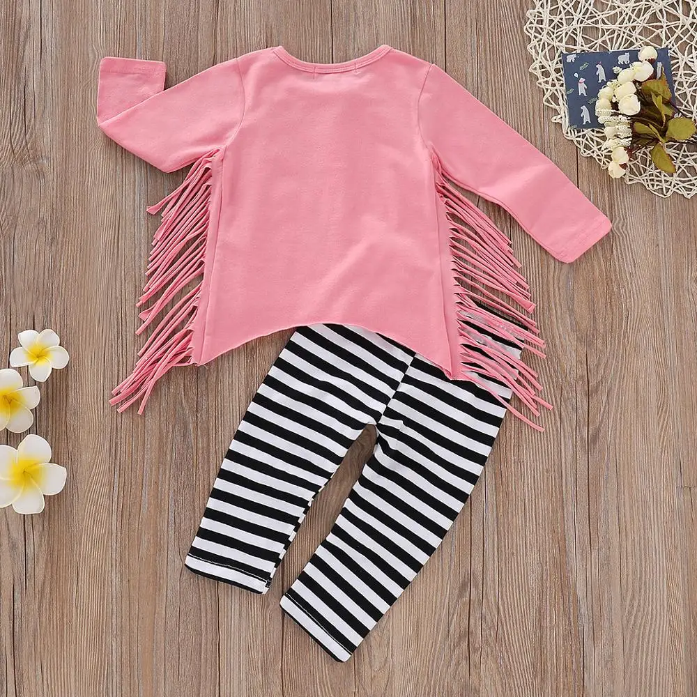 Розовые Топы штаны в полоску с кисточками на День святого Валентина для