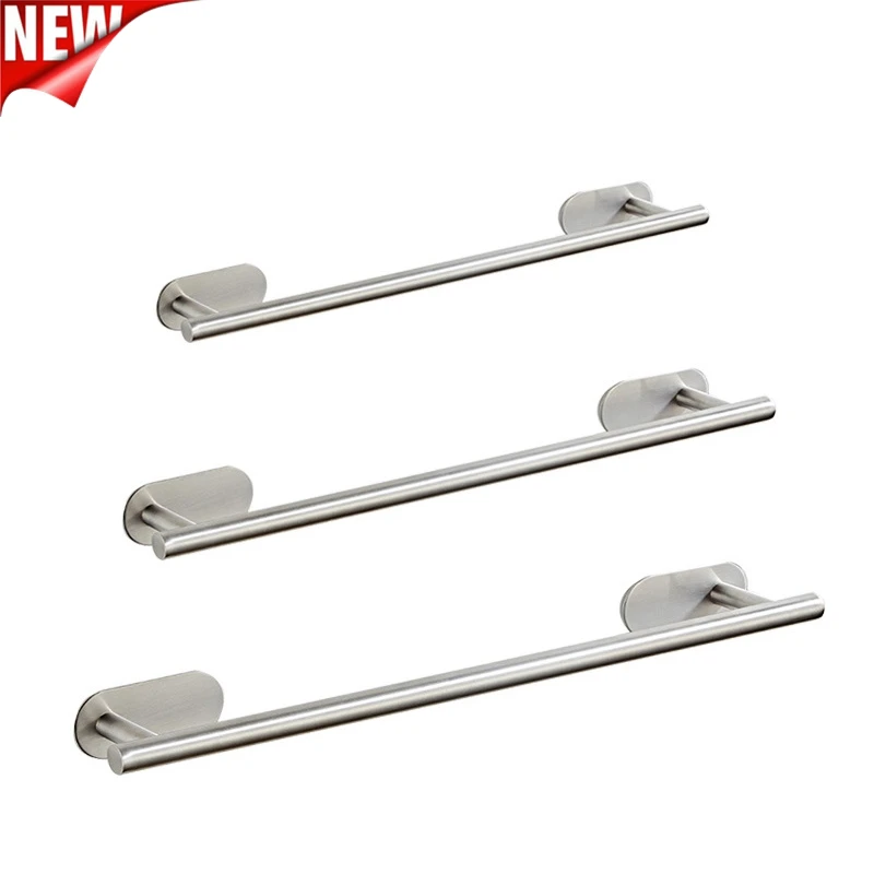 

40cm 50cm 60cm Stainless Steel Bathroom Towel Rack Self Adhesive Wall-Mounted Bathroom Balcony Towel Clothes Shelf Hanger