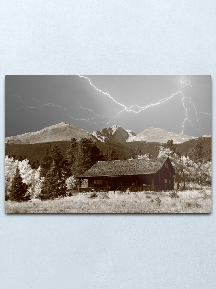 

Mountain Lightning Landscape Metal Print Tin Sign Bar Home Wall Decor Metal Art Poster