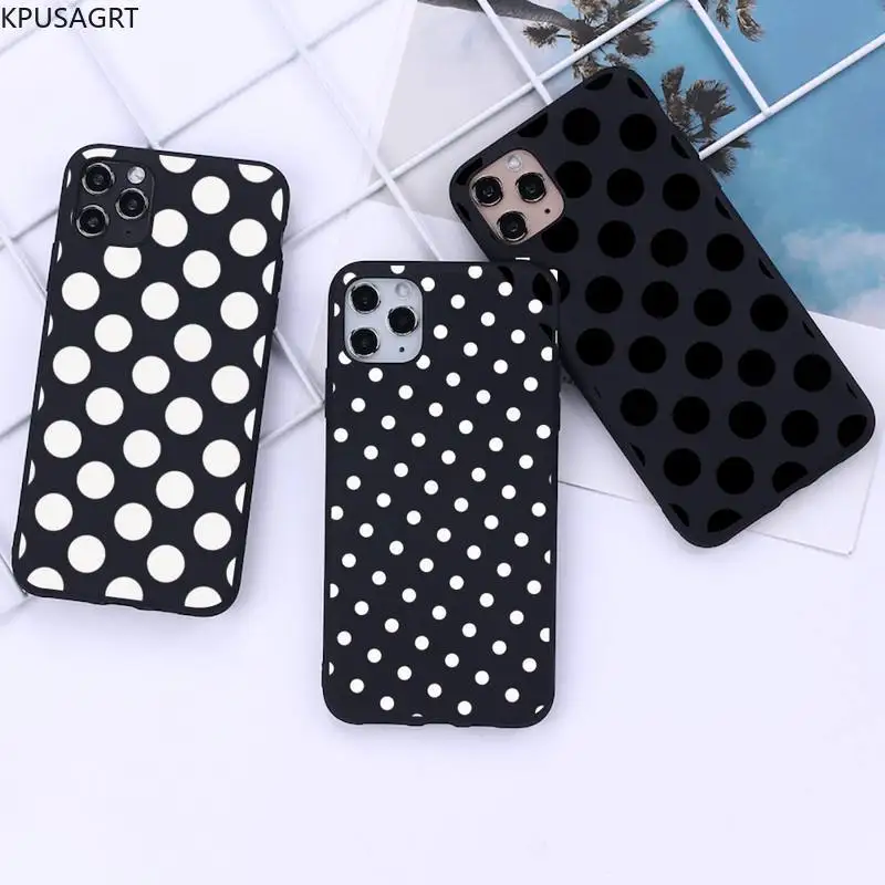 

Black White Polka Dot Phone Case for iphone 12 11 Pro Mini XS MAX 8 7 6 6S Plus X 5S SE 2020 XR cover