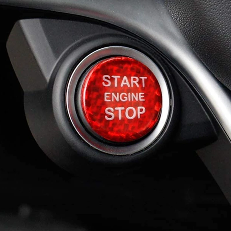 

Carbon Fiber Car Start Button Decoration Cover for Alfa Romeo Giulia/Stelvio Red 1 Pcs