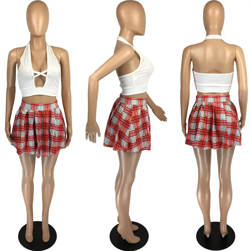 

ZOOEFFBB Aesthetic Jk Two Piece Outfits for Women Summer 2021 Trendy Clothing Crop Top and Mini Skirts Lounge Wear Matching Sets