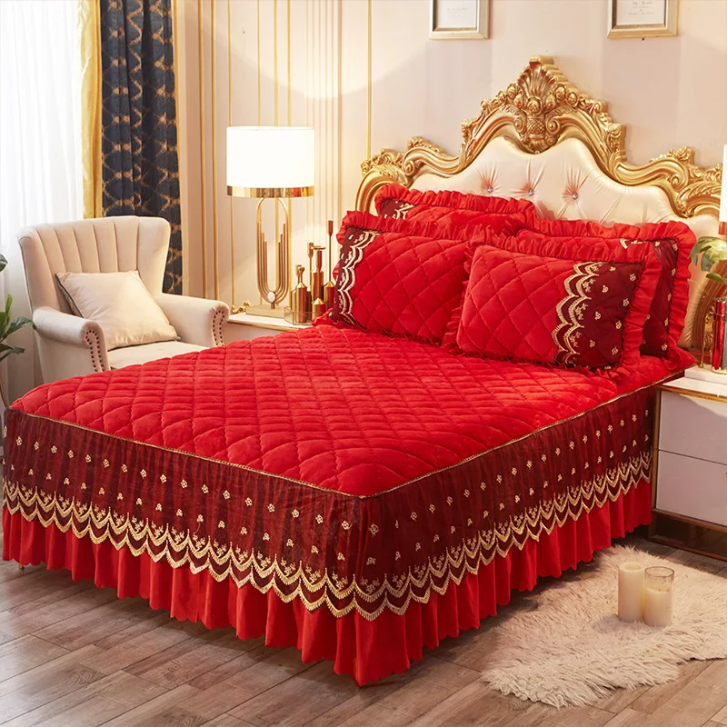 Комплект постельного белья высокого качества бархатная кружевная юбка для