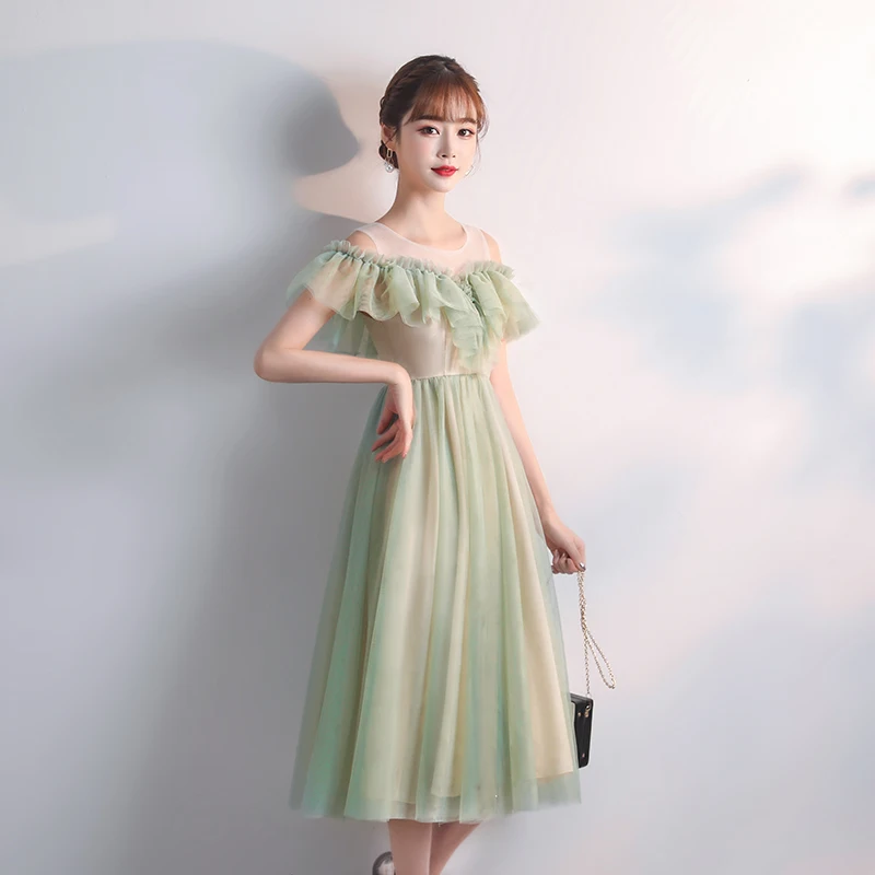 Платье подружки невесты зеленого размера плюс из тюля женские вечерние платья