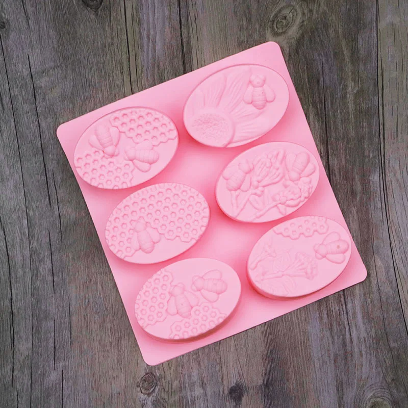 1 шт. Нетоксичная форма 6 отверстий овальная медовая пчела силиконовая для ручной