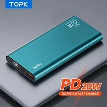 TOPK I1007P Power Bank 10000mah PD 20W Charger Portable Powerbank 10000 mah External battery Fast Charge for iPhone Xiaomi  Mi 9