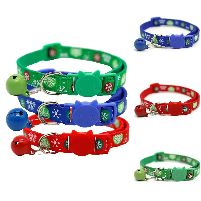 

Классическая Защитная Пряжка, собачий ошейник с принтом, снежинка, кольцо на шею с колокольчиком, ремешок на шею для щенка, собаки, ошейник д...