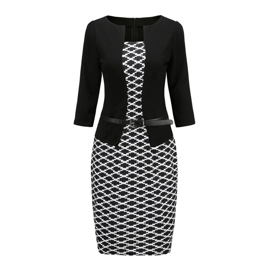 A Платье Женское vestidos ropa mujer vestidos de verano платья vestidos verano mujer robe повседневное лоскутное S-2XL с длинными рукавами Z4 - Цвет: A