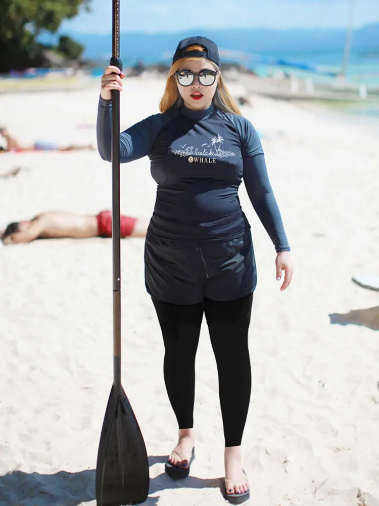 Размера плюс Женский комплект из 5 предметов с длинным рукавом защита от