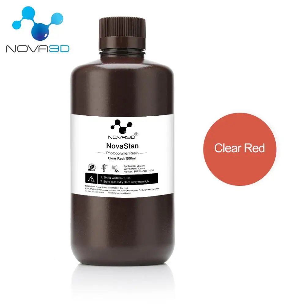 NOVA3D 405nm прозрачный красный УФ Смола 3d принтер печатный материал lcd DLP