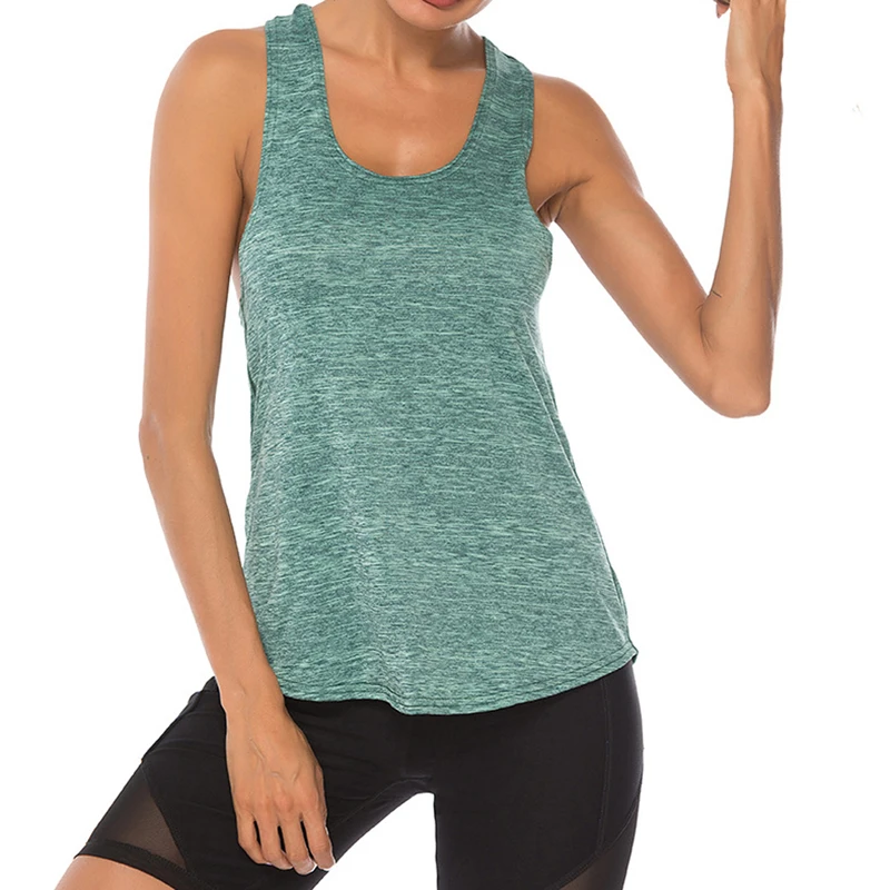 

Женские майки для фитнеса, однотонный Повседневный жилет без рукавов с круглым вырезом и открытой спиной, летний женский спортивный топ на ...