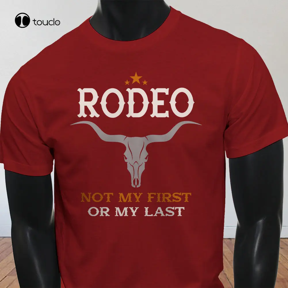 

New Spring High-Elastic Cotton Not My First Rodeo Bull Skull Cowboy Texas Funny Mens Red T-Shirt Summer T-Shirt
