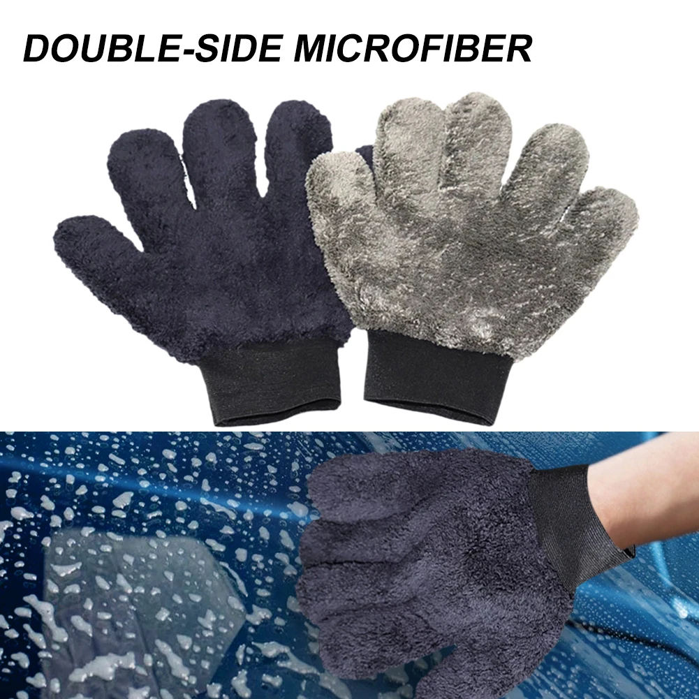 

Car Wash Mitt Microfiber Paw Shaped Wash Glove Double-side Non Scratch Thick Cloth Durable Coral Fleece Cleaning Washing Gloves