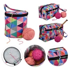 Круглая сумка для вязания крючком, водонепроницаемая сумка для вязания крючком, корзина для хранения, органайзер для поделок сделай сам, сумка для швейных принадлежностей и аксессуаров