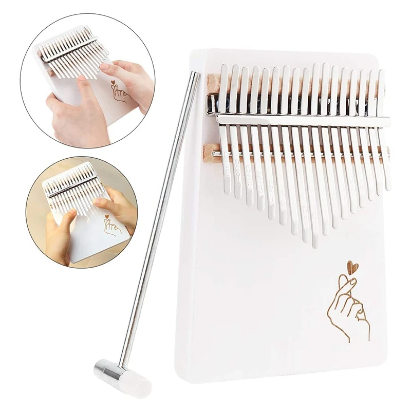 

17 Keys Thumb Piano Finger Piano Hand Piano Wooden Finger Piano with Tuning Hammer Simple Learning Adult Beginners