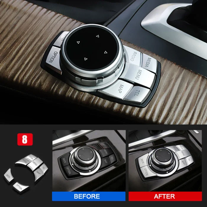

Inner Chrome Multimedia switch buttons Covers Trim Stickers Interior Decorative for BMW 5 series F10 F18 525 528 Car styling
