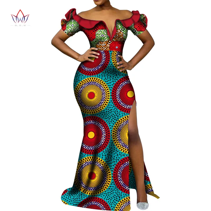 6 Vetement Femme Dashiki, африканские платья с v-образным вырезом для женщин, повседневные Свадебные вечерние африканские платья с коротким рукавом, Анкара, длинное платье swy5297 - Цвет: 6