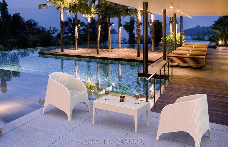 5-piece Patio plastic garden table and chairs Non-metallic frame anti rust or decay good for indoor outdoor use |
