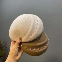 japanese style new winter lady retro net yarn wool beret warm painter hat fashion bonnet hat boina baret painter stewardess hat