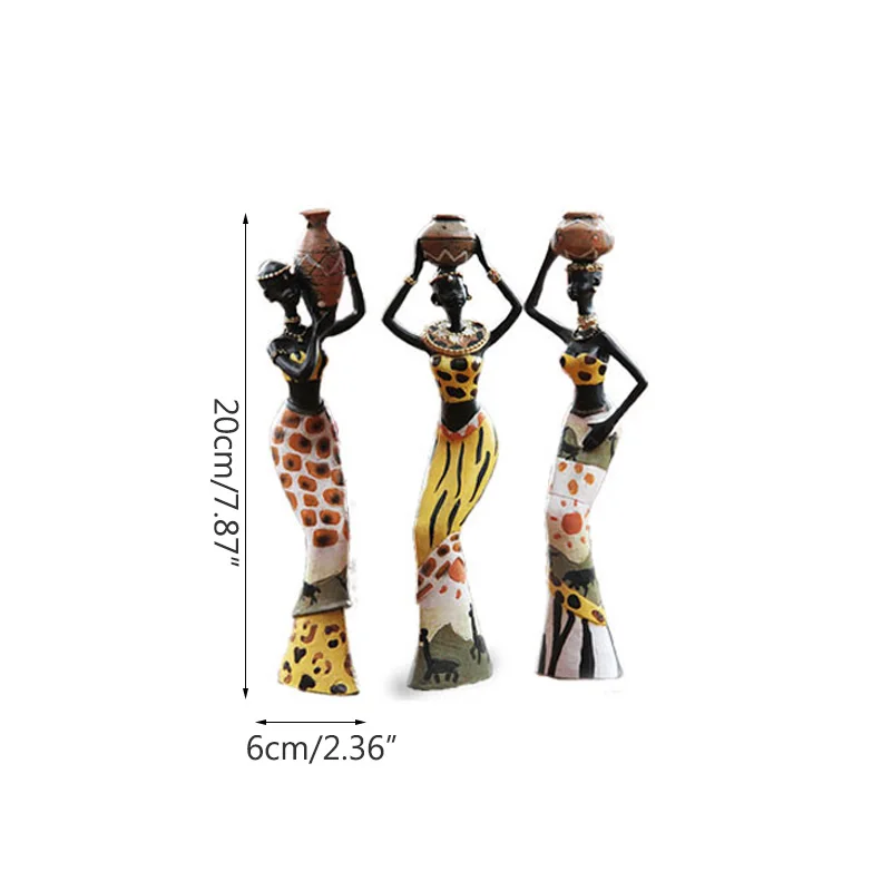 

African Women Statue Resin Figurines For Home Decoration Handmade Ornament Sculpture Desk Decor Kids Toys Children Gifts