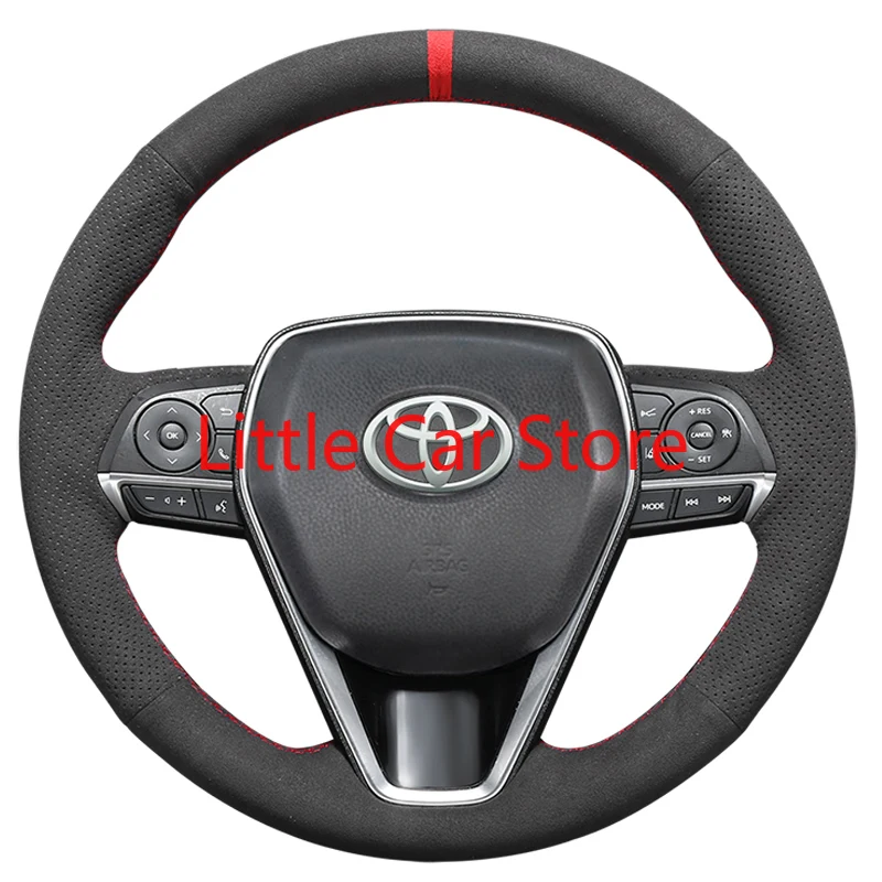 

For Toyota RAV4 Camry Corolla Avalon DIY Sew By Hand Top Black Suede Leather Steering Wheel Cover Car Interior Accessories