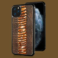 luxury genuine cow leather case for apple iphone 13 pro max 12 mini 11 xs retro vintage ostrich feet grain full armor back cover