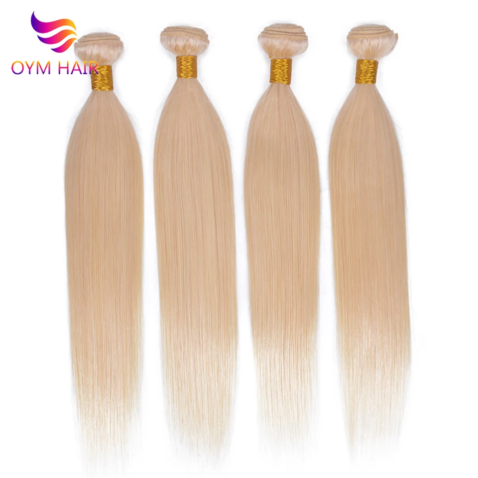 OYM волосы 613 медовый блонд пряди с закрытием бразильские Remy прямые человеческие