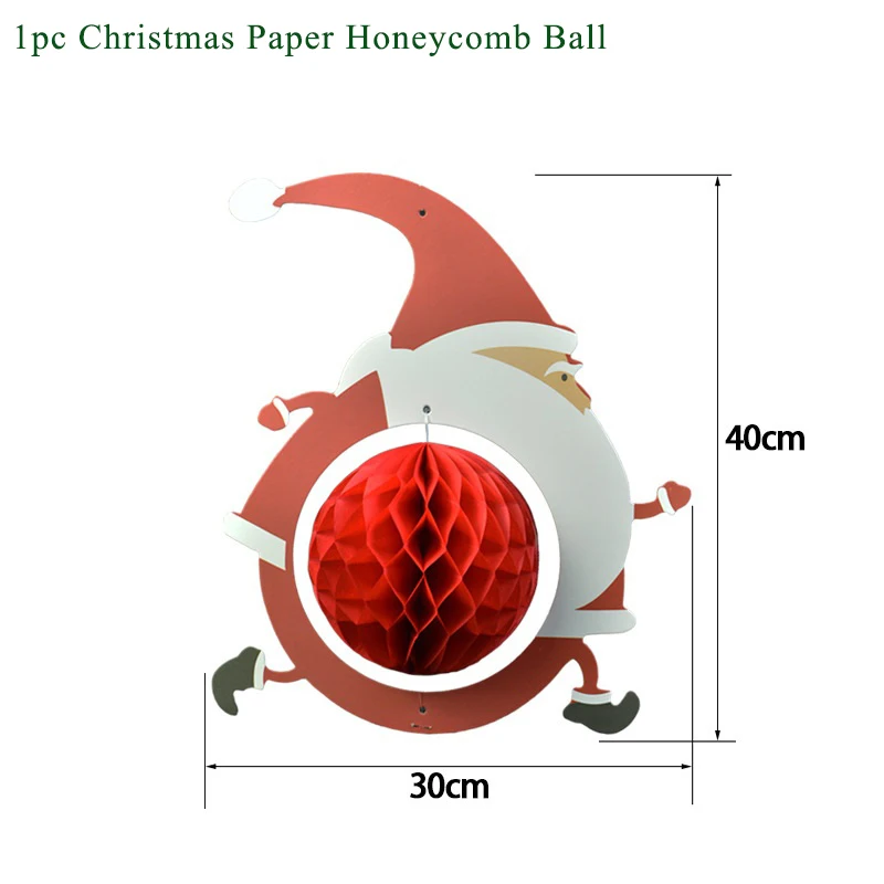 1pc Honeycomb Ball Украшения для рождественской вечеринки, Рождественский латексный бумажный шарик, баннеры, сделай сам, праздничные вечерние принадлежности, рождественские украшения для дома - Цвет: 1pc Honeycomb Ball
