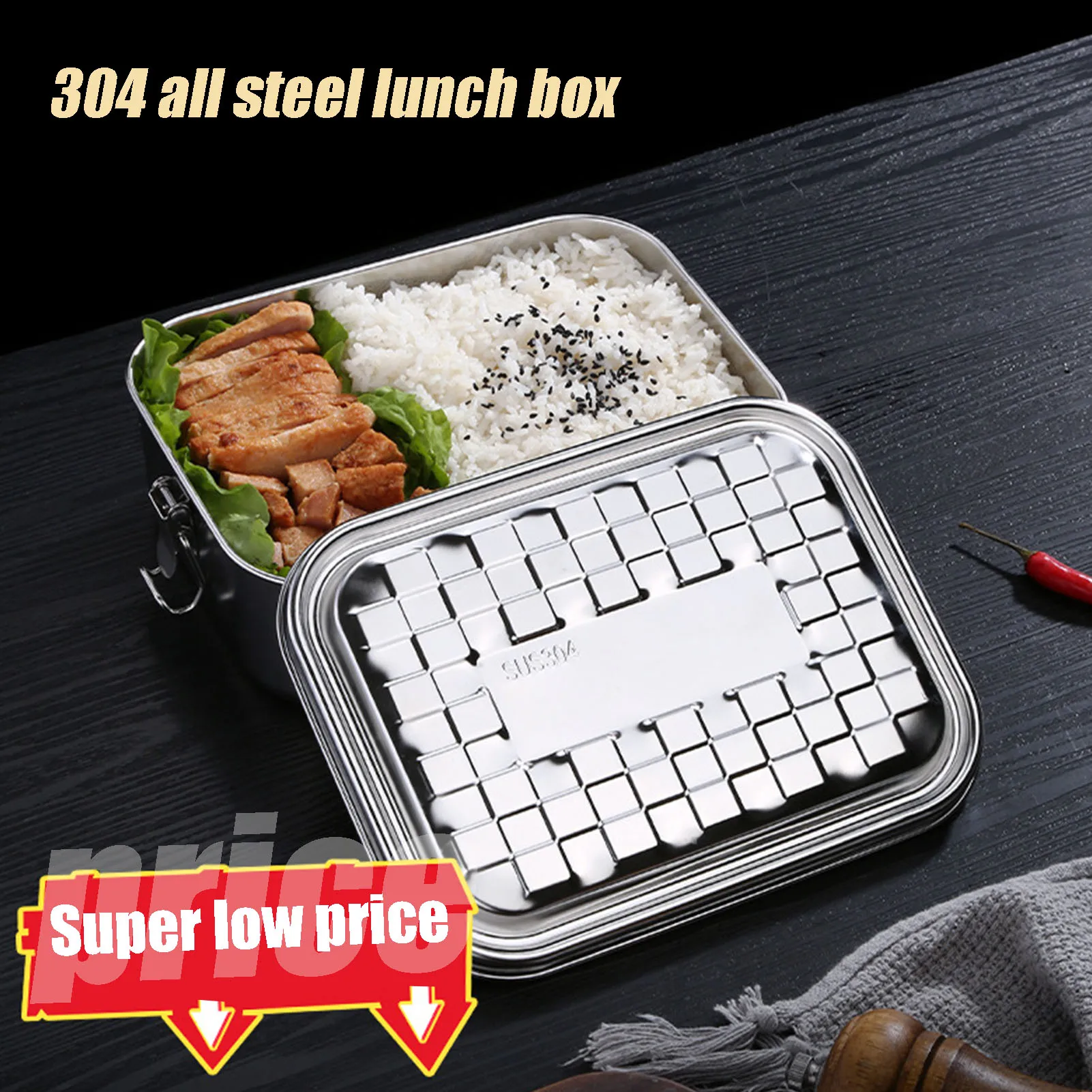 

1000/1400/1900ml New Lunch Box 304 Top Grade Stainless Steel Silicone Seal Ring Leakproof Bento Box Snacks Containers