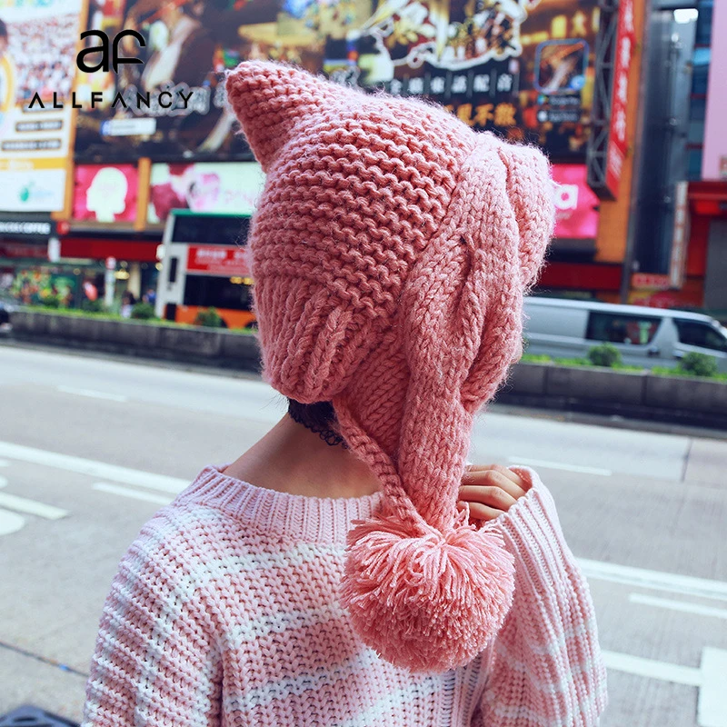 ALLFANCY/Милая шерстяная шапка в Корейском стиле с розовым сердцем для девочек