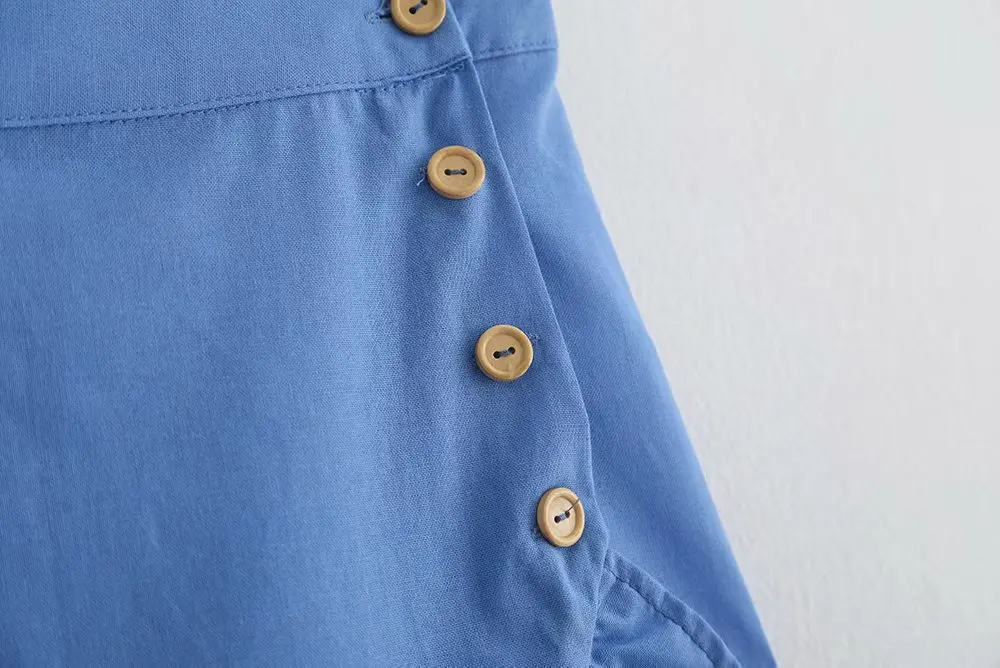 Женская офисная одежда оборки синие миди пуговицы для юбки летающие Женские